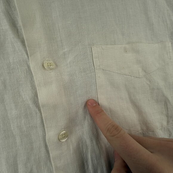 Brooks Brothers All Irish Linen Ivory XL Men Button Up Shirt Short Sleeve Woven - Picture 13 of 16